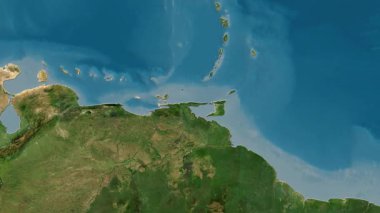 Trinidad ve Tobago haritası - süzülüyor. Sınır. Uydu.