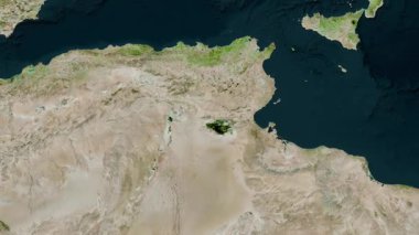 Tunus haritası - sür. Sınır. Uydu.