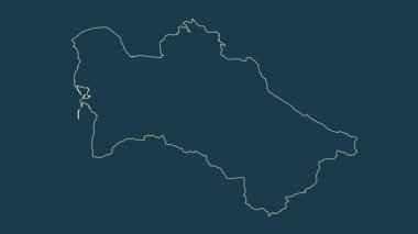 Türkmenistan haritası - çizgi film. Sınır. Fiziksel.