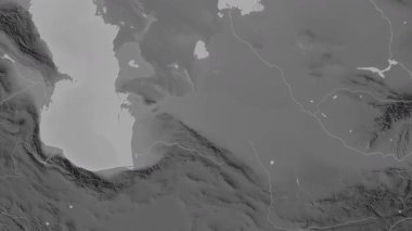 Türkmenistan haritası - sür. Sınır. Gri Tonlama.