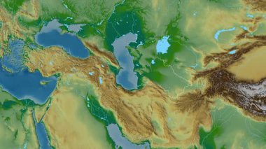 Türkmenistan haritası - süzül. Sınır. Fiziksel.