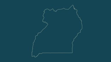 Uganda haritası - çizgi film. Sınır. Uydu.