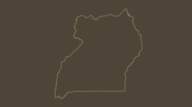 Uganda haritası - çizgi film. Sınır. Sepya.