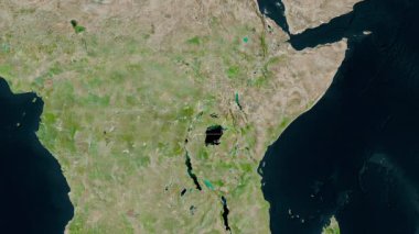 Uganda haritası - özet. Sınır. Uydu.