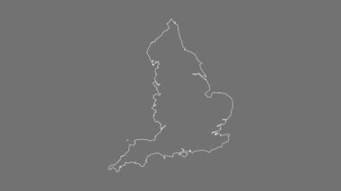 İngiltere - Büyük Britanya haritası - çizgi film. Sınır. Gri Tonlama.