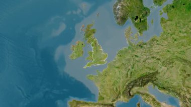 İngiltere - Büyük Britanya haritası- zoom. Sınır. Uydu.