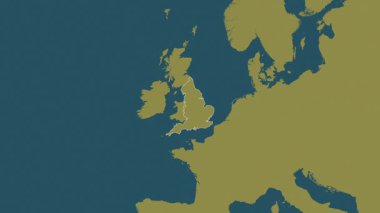 İngiltere - Büyük Britanya haritası- zoom. Sınır. Desen.