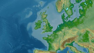 İngiltere - Büyük Britanya haritası- zoom. Sınır. Fiziksel.