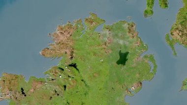 Kuzey İrlanda - Büyük Britanya haritası- sür. Sınır. Uydu.