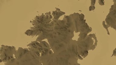 Kuzey İrlanda - Büyük Britanya haritası- sür. Sınır. Sepya.