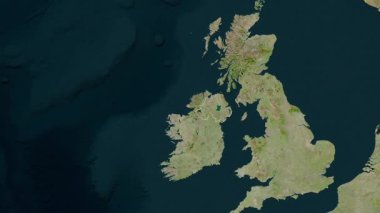 Kuzey İrlanda - Büyük Britanya haritası - süzülüyor. Sınır. Uydu.