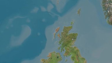 İskoçya - Büyük Britanya haritası- sür. Sınır. Uydu.