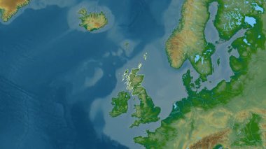 İskoçya - Büyük Britanya haritası- özü. Sınır. Fiziksel.