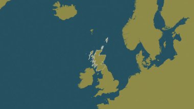 İskoçya - Büyük Britanya haritası- zoom. Sınır. Desen.