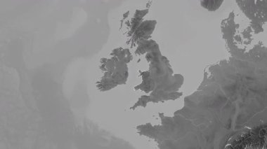 Galler - Büyük Britanya haritası- süzülüyor. Sınır. Gri Tonlama.