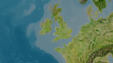 Galler - Büyük Britanya haritası- zoom. Sınır. Uydu.