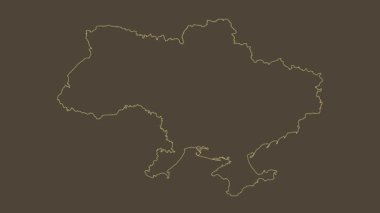 Ukrayna haritası - çizgi film. Sınır. Sepya.
