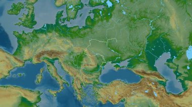 Ukrayna haritası - süzül. Sınır. Fiziksel.