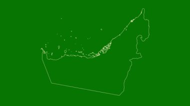 Birleşik Arap Emirlikleri haritası - çizgi film. Sınır. Uydu.