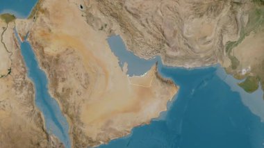 Birleşik Arap Emirlikleri haritası - süzülüyor. Sınır. Uydu.