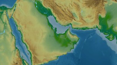 Birleşik Arap Emirlikleri haritası - süzülüyor. Sınır. Fiziksel.