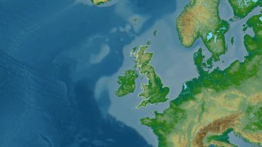 Birleşik Krallık haritası - süzül. Sınır. Fiziksel.