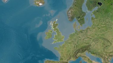 Birleşik Krallık haritası - yakınlaştır. Sınır. Uydu.