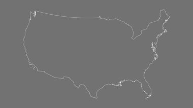 Birleşik Devletler haritası - çizgi film. Sınır. Gri Tonlama.