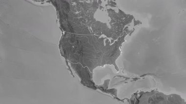 Birleşik Devletler haritası. Sınır. Gri Tonlama.