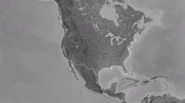 Birleşik Devletler haritası - süzül. Sınır. Gri Tonlama.