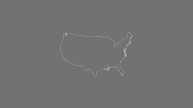 Birleşik Devletler haritası - sağlam. Sınır. Gri Tonlama.