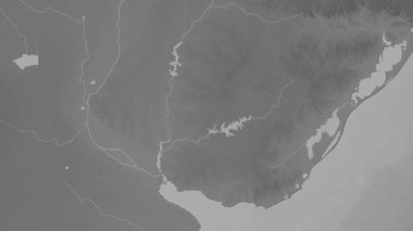 Uruguay haritası - sür. Sınır. Gri Tonlama.