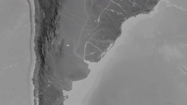 Uruguay haritası - yakınlaştır. Sınır. Gri Tonlama.