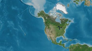 Alaska ve Hawaii haritasıyla Birleşik Devletler süzülüyor. Sınır. Uydu.