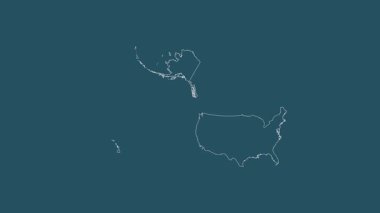 Alaska ve Hawaii haritasıyla Amerika Birleşik Devletleri - sağlam. Sınır. Desen.