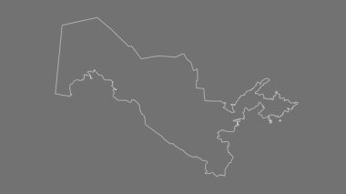 Özbekistan haritası - çizgi film. Sınır. Gri Tonlama.