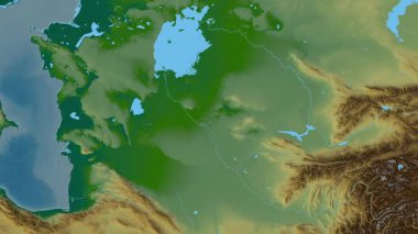 Özbekistan haritası - sür. Sınır. Fiziksel.