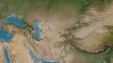 Özbekistan haritası - özet. Sınır. Uydu. Etiketler