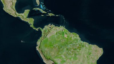 Venezuela haritası - özüt. Sınır. Uydu. Etiketler