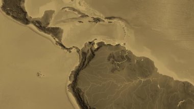 Venezuela haritası - süzül. Sınır. Sepya.