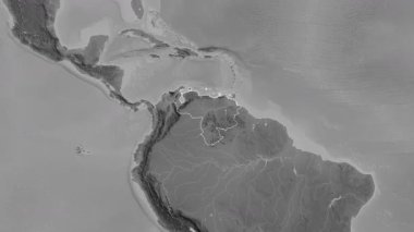 Venezuela haritası - yakınlaştır. Sınır. Gri Tonlama.