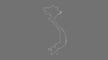 Vietnam haritası - çizgi film. Sınır. Gri Tonlama.
