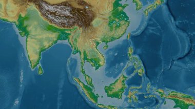 Vietnam haritası. Özüt. Sınır. Fiziksel.