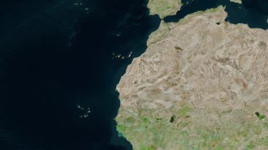 Batı Sahra haritası. Sınır. Uydu. Etiketler