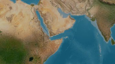 Yemen haritası, çıkarın. Sınır. Uydu.