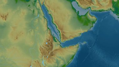 Yemen haritası - süzül. Sınır. Fiziksel.