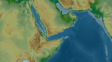 Yemen haritası - yakınlaştır. Sınır. Fiziksel.