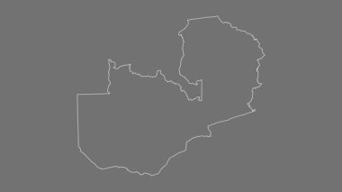 Zambiya haritası - çizgi film. Sınır. Gri Tonlama.