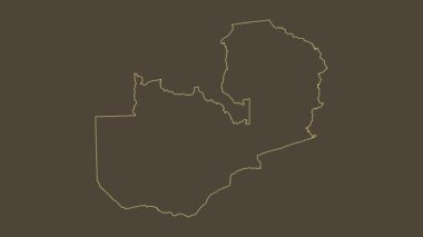 Zambiya haritası - çizgi film. Sınır. Sepya.