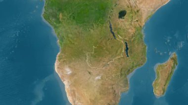 Zambiya haritası - süzül. Sınır. Uydu.